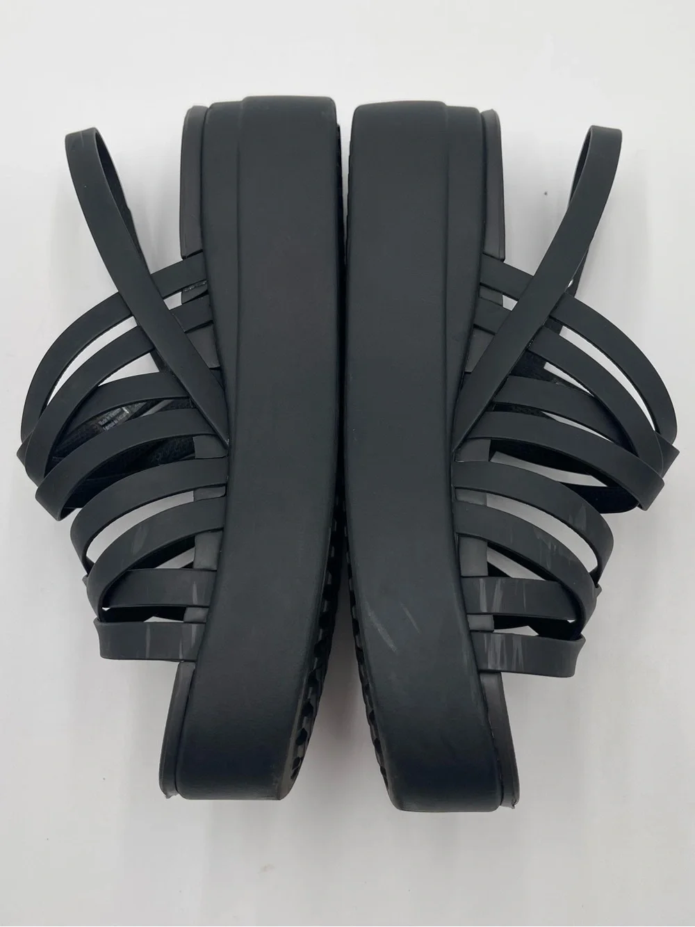 Crocs Womens Brooklyn Strappy Low Wedge Platform Sandals Size 9 Black Chunky